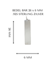 Bedel met datum | Bar | .925 ZILVER - Kleine Zus
