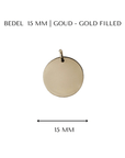 Bedel met naam rond | 15 mm | GOUD - GOLD FILLED - Kleine Zus