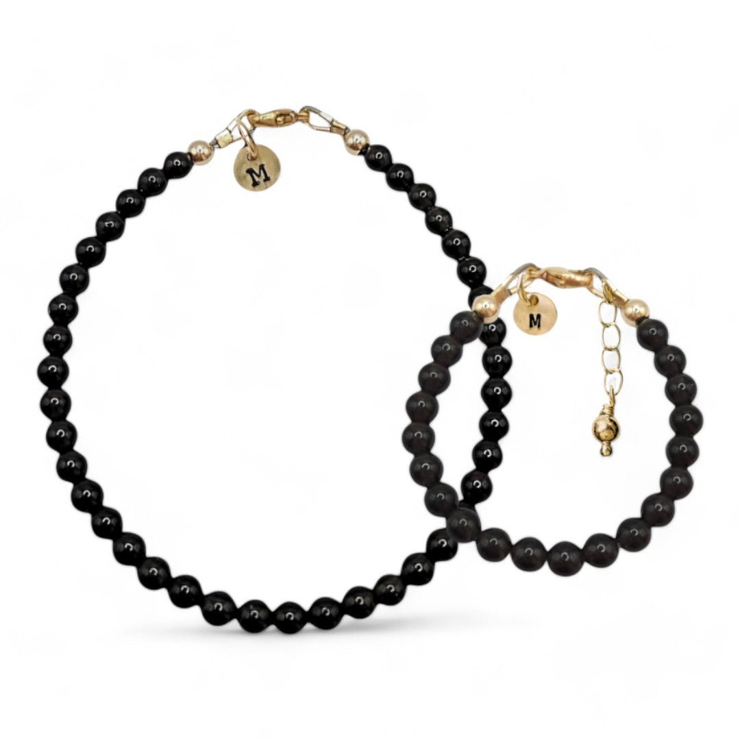 Vader zoon armband goud met initiaal | Bobbie | GOUD - GOLD FILLED - Kleine Zus