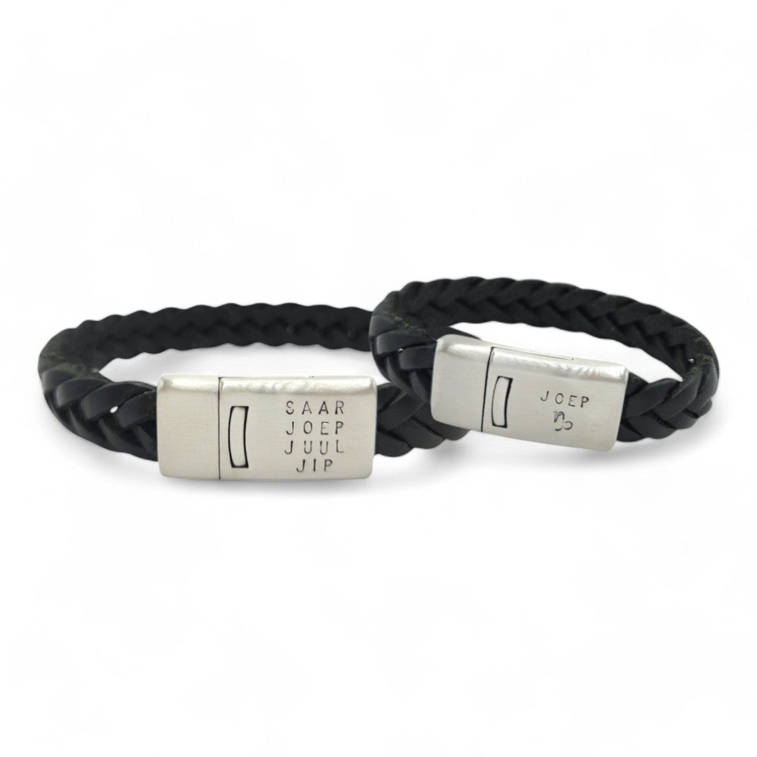 Vader zoon leren armband met naam