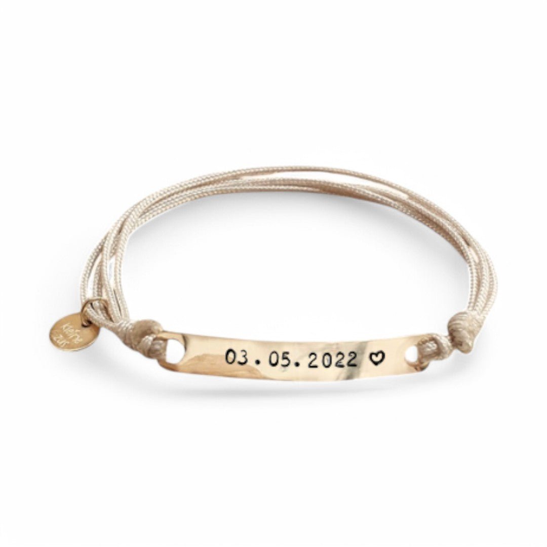 Armband met datum | Koord | GOUD - GOLD FILLED - Kleine Zus
