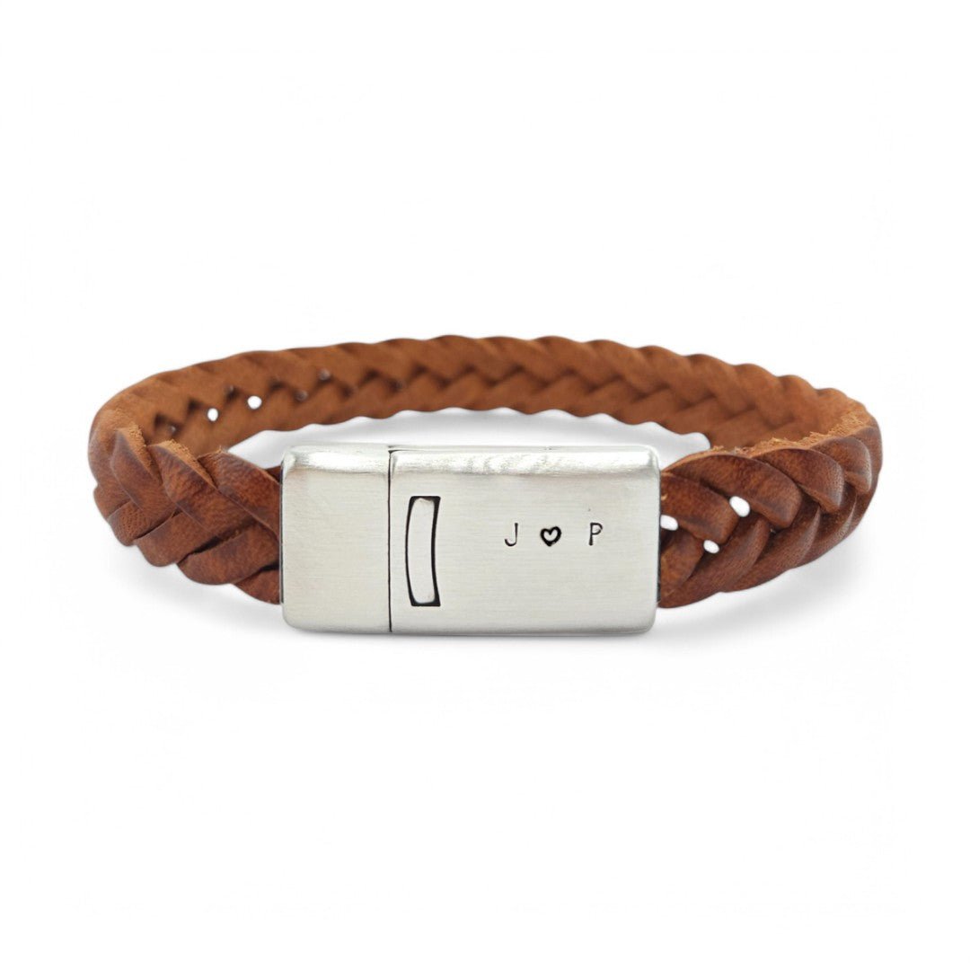 Leren armband letters | Matthijs MAT | RVS & LEER - Kleine Zus