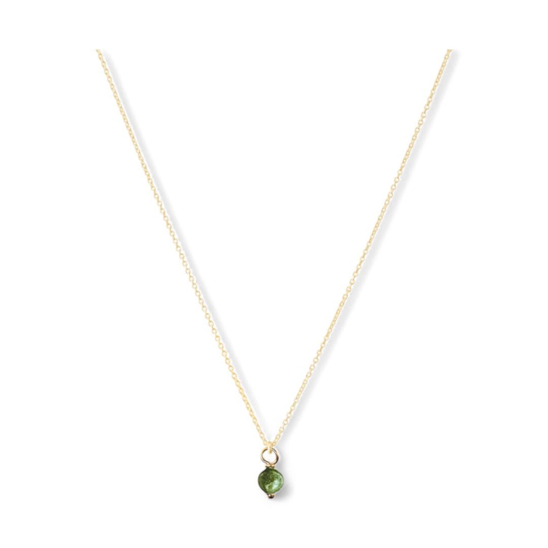 Ketting goud met groene jade 4 mm | Liefde & verbondenheid | GOUD - GOLD FILLED - Kleine Zus