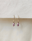 Oorbellen goud met edelsteen | 12 mm endless hoops | GOUD - GOLD FILLED - Kleine Zus