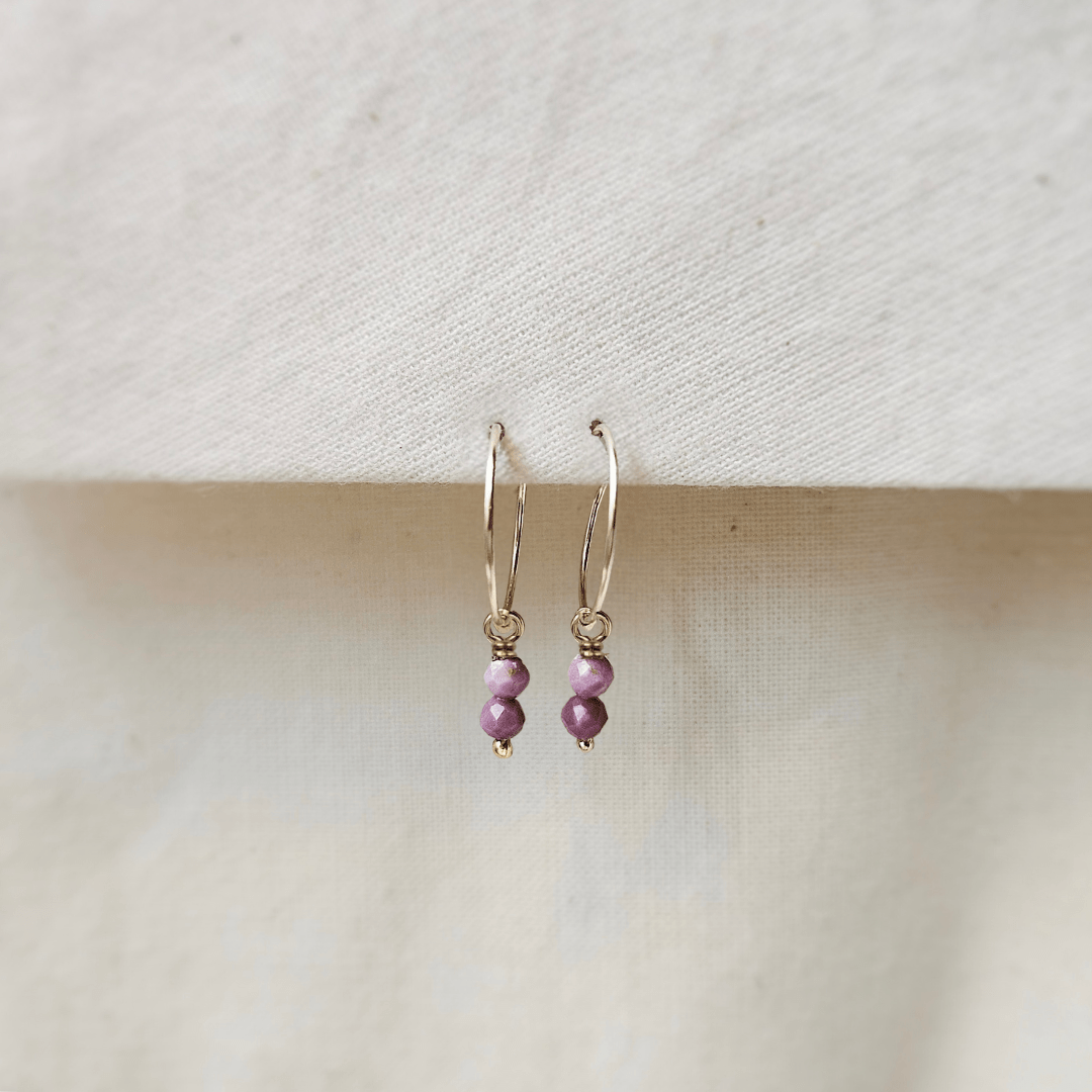 Oorbellen goud edelsteen | 15 mm fine hoops | GOUD - GOLD FILLED - Kleine Zus