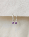 Oorbellen zilver geboortesteen | 15 mm fine hoops | .925 STERLING ZILVER - Kleine Zus
