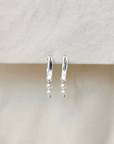 Oorbellen zilver parels | Chunky hoops 13 mm | .925 STERLING ZILVER - Kleine Zus