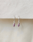 Oorbellen zilver met edelsteen | 12 mm endless hoops | .925 STERLING ZILVER - Kleine Zus