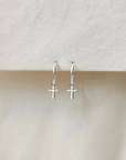 Oorbellen zilver kruisje | 12 mm endless hoops | .925 STERLING ZILVER - Kleine Zus