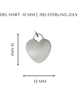 Bedel met naam | Hart 13 mm | .925 STERLING ZILVER - Kleine Zus