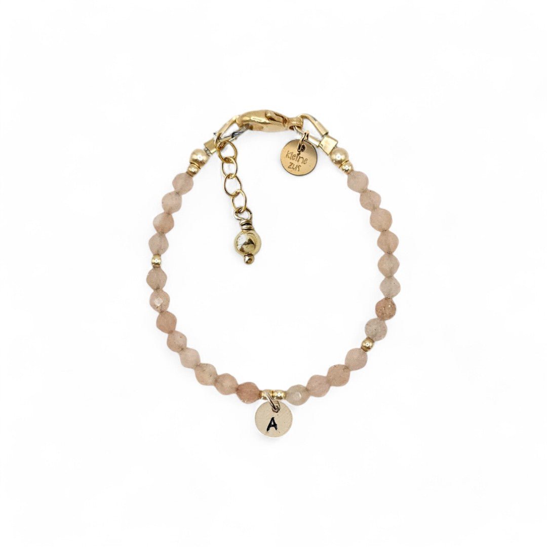 Armband edelsteen met initiaal | Kind | Annemae | GOUD - GOLD FILLED - Kleine Zus
