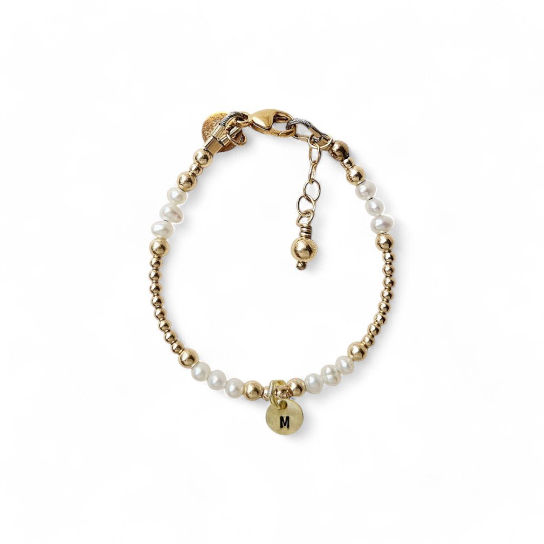 Armband parels met initiaal | Kind | Nova | GOUD - GOLD FILLED - Kleine Zus