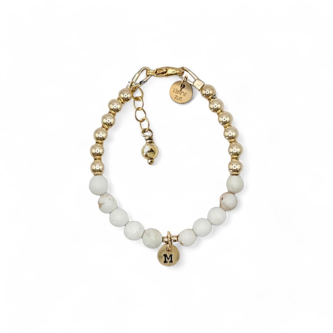 Armband edelsteen met initiaal | Kind | Viv | GOUD - GOLD FILLED - Kleine Zus