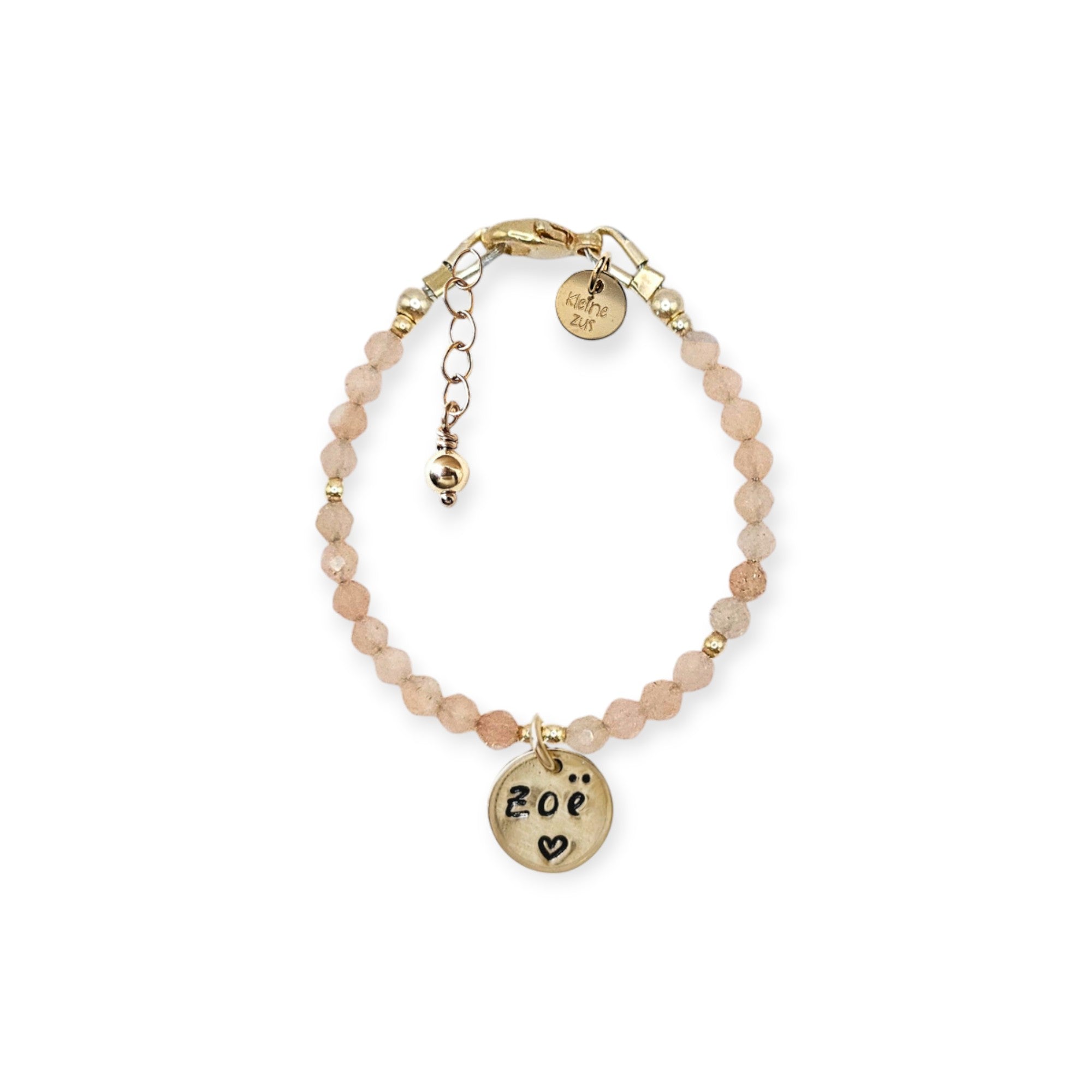 Armband edelsteen met naam | Baby | Annemae | GOUD - GOLD FILLED - Kleine Zus