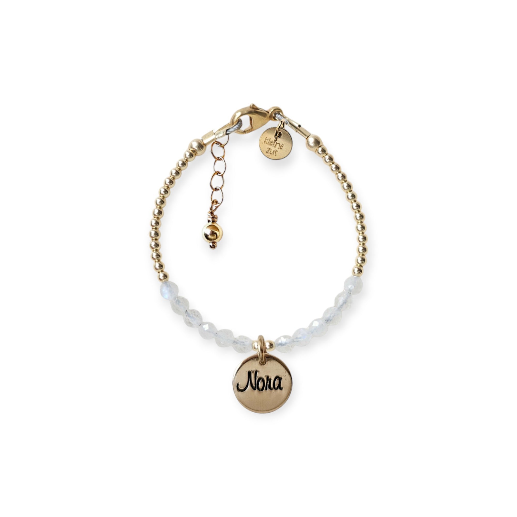 Armband met naam goud kind maansteen