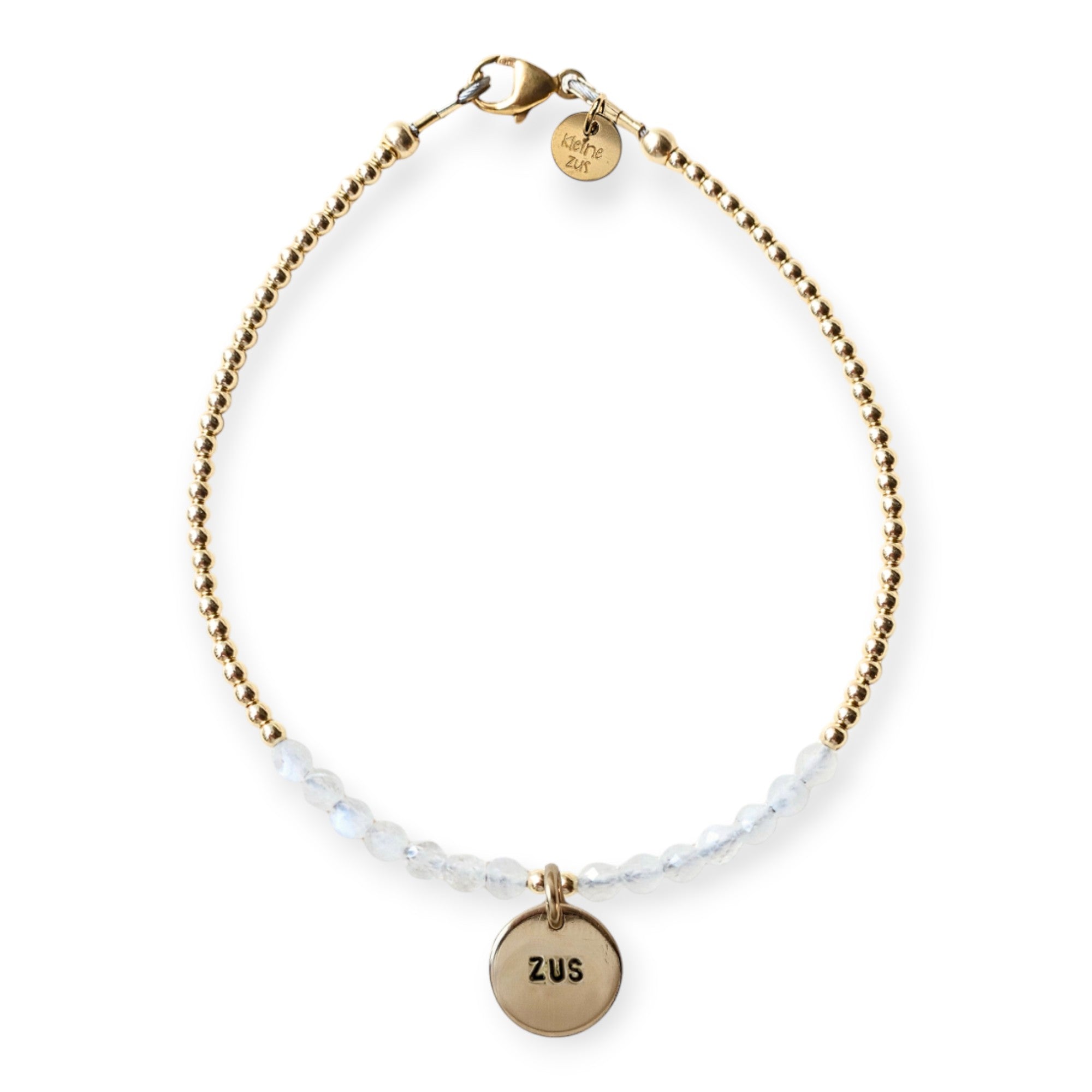 Armband met naam Dames  GOUD Maansteen