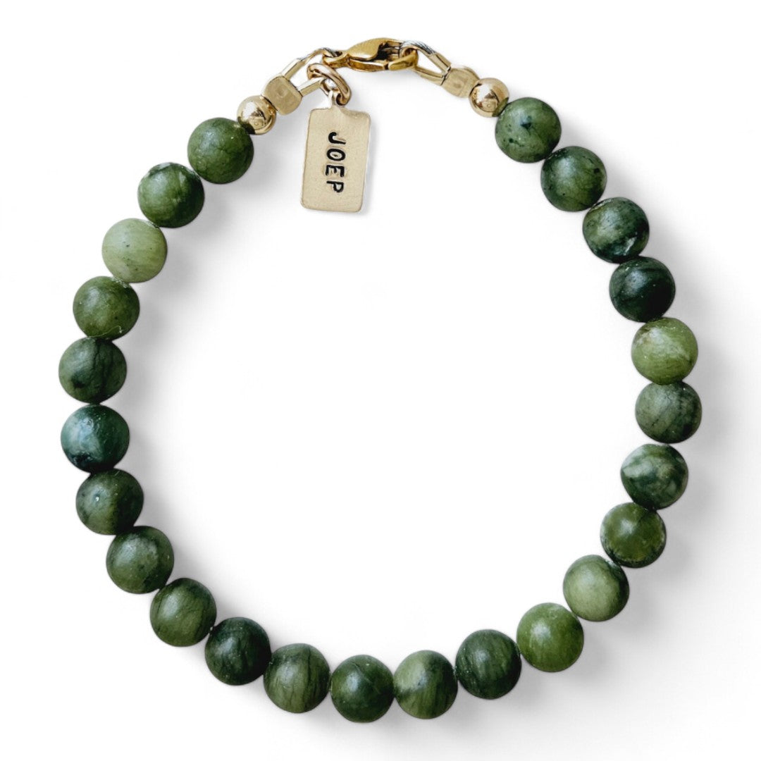 Armband met naam heren goud taiwan jade