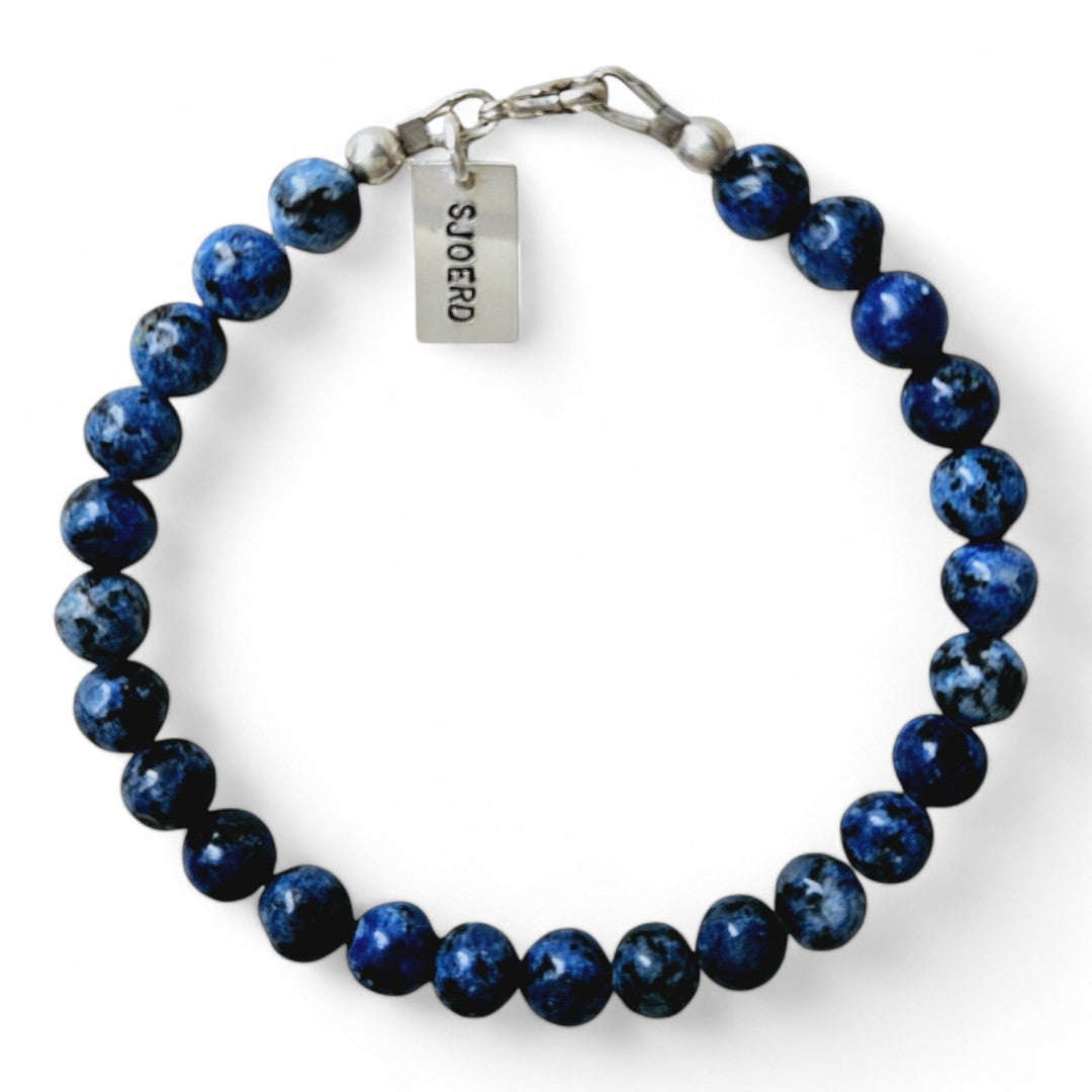 Armband met naam heren blauwe kwarts