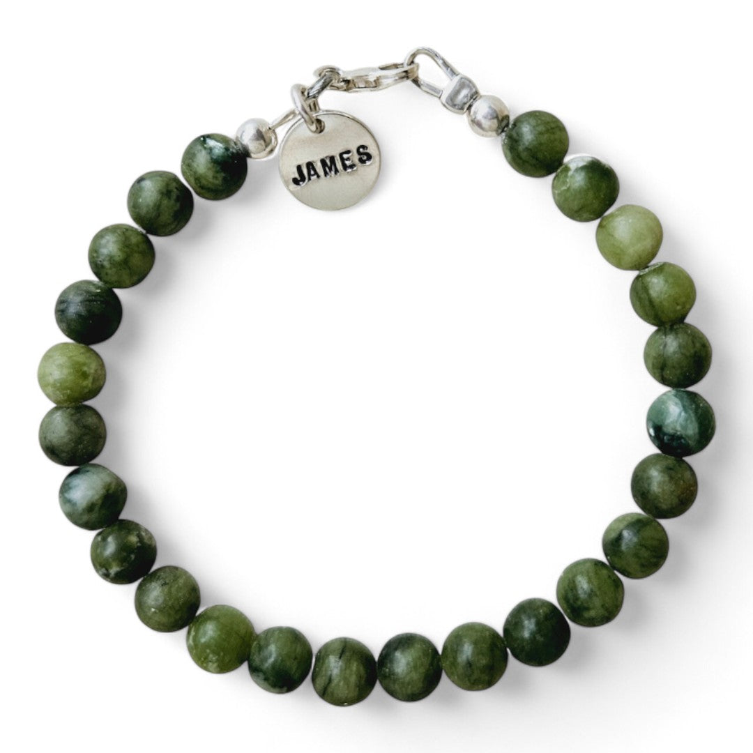 Armband met naam heren taiwan jade