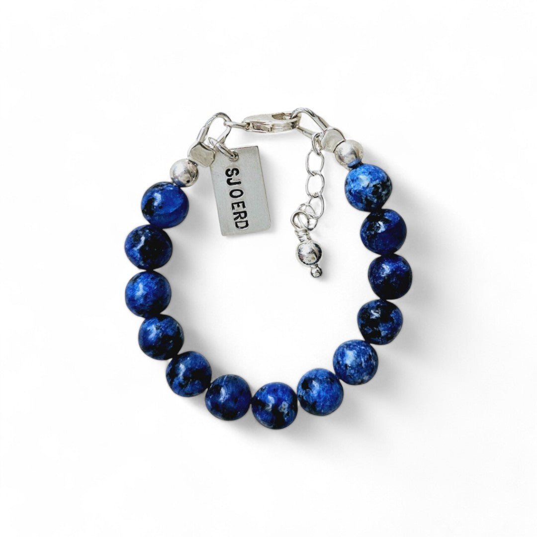 Jongens armband met naam blauwe kwarts