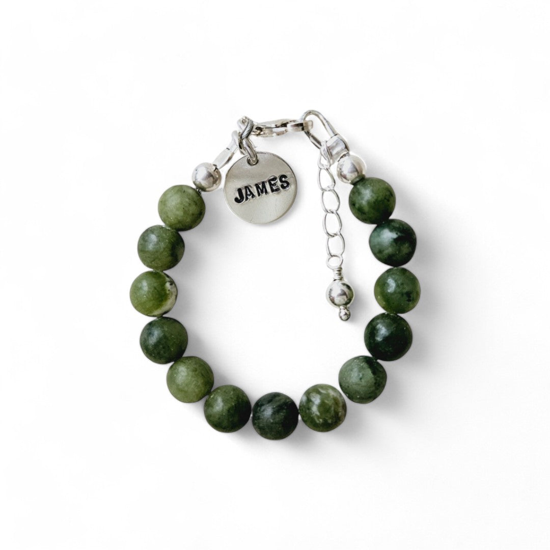 Jongens armband met naam taiwan jade