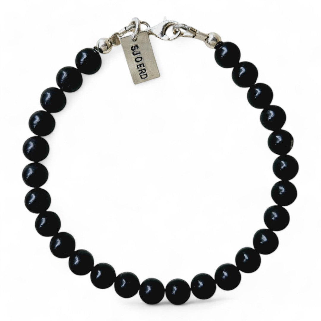 Armband met naam heren obsidiaan