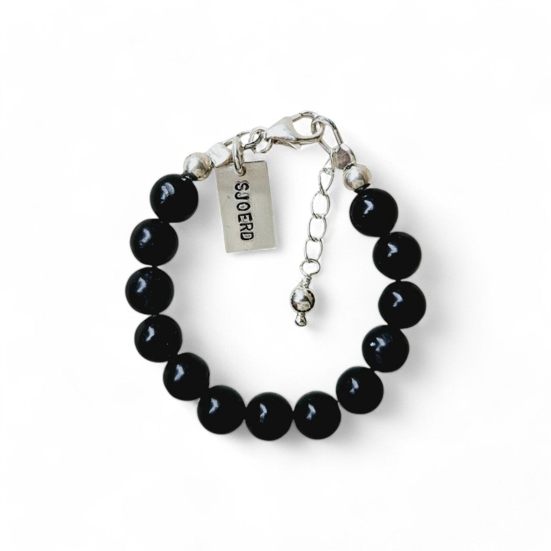 Jongens armband met naam obsidiaan