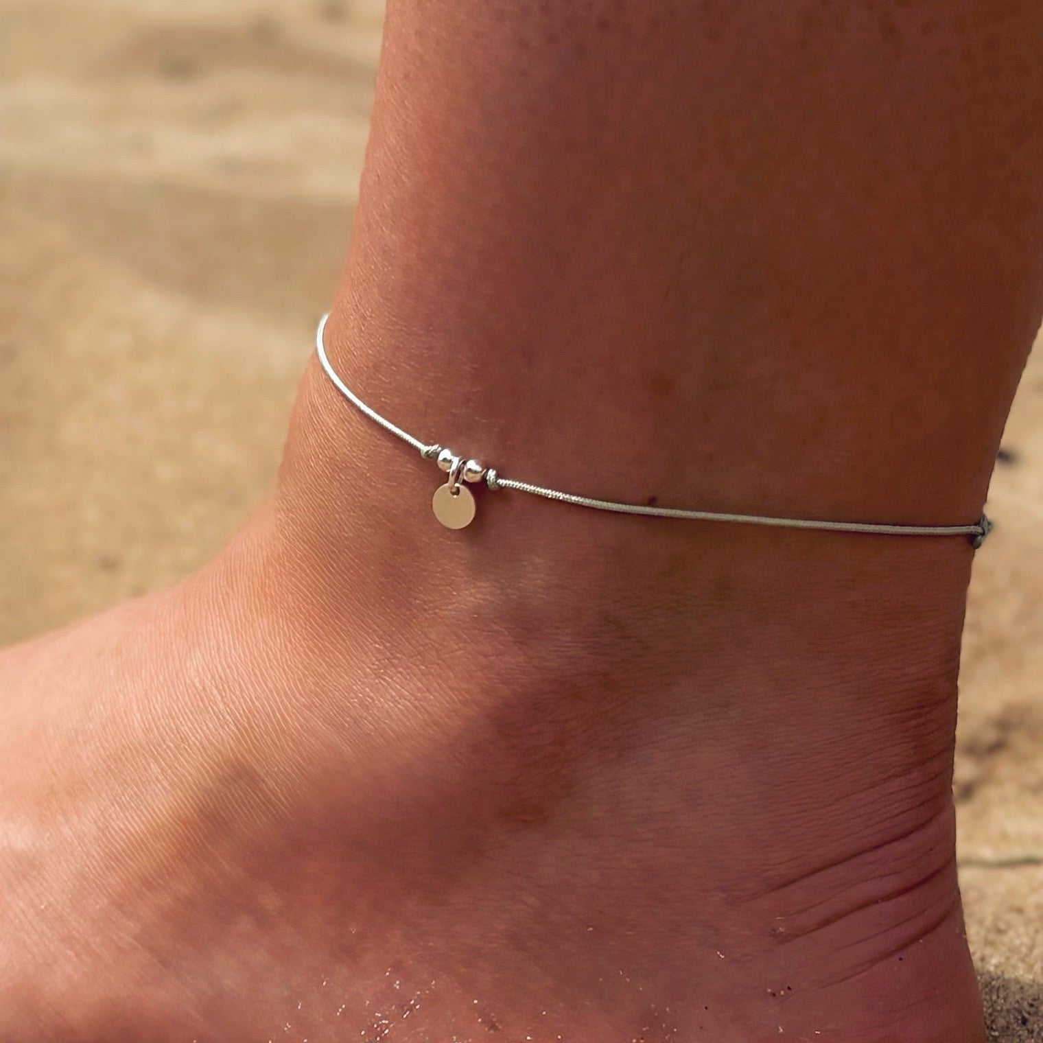 Enkelbandje koord | Met letter of symbool | .925 STERLING ZILVER - Kleine Zus