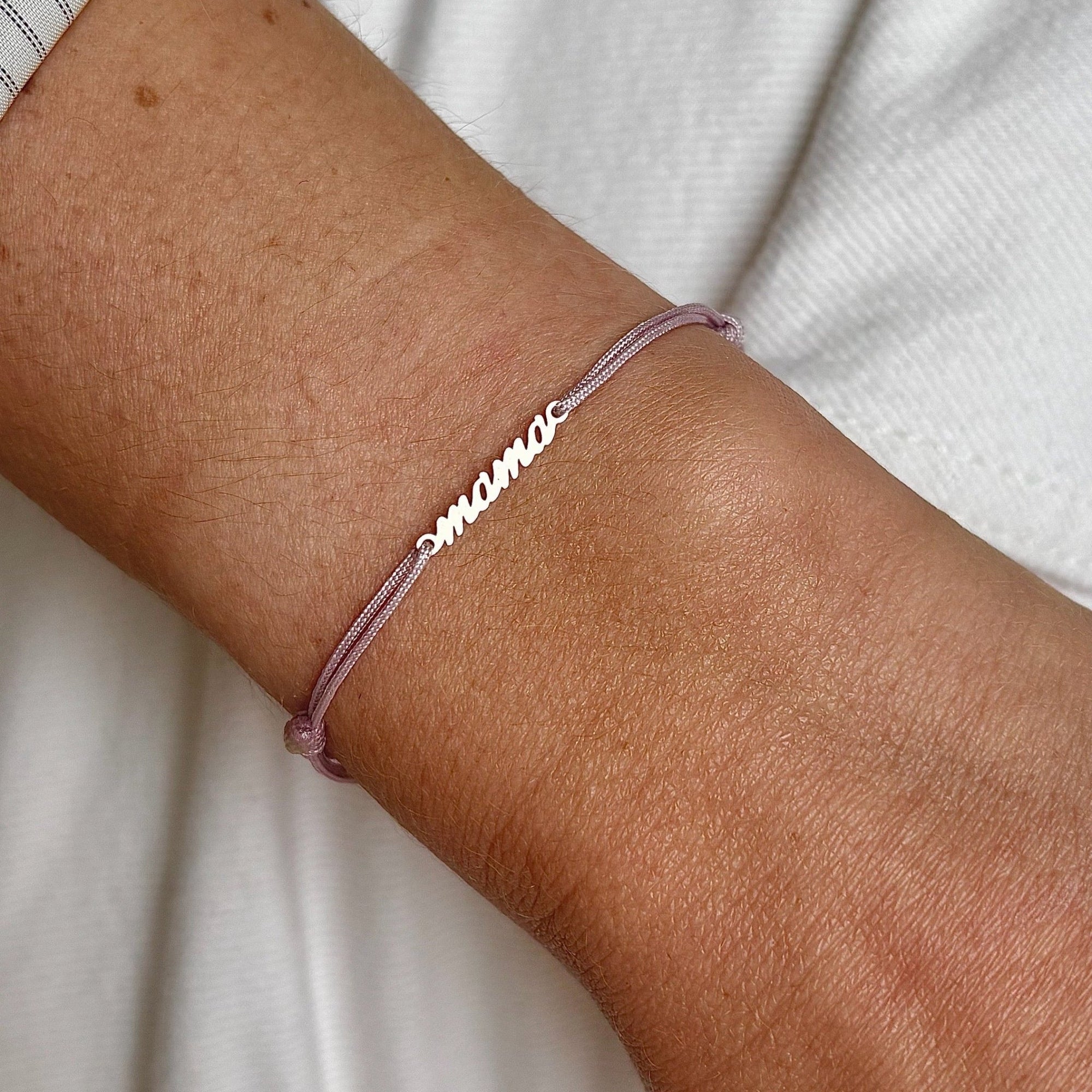 moederdag cadeau Armband Mama | Koord | .925 STERLING ZILVER - Kleine Zus