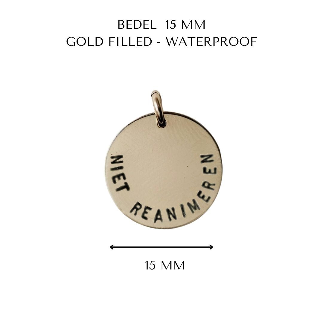 Niet reanimeren penning | 15 mm | GOUD - GOLD FILLED - Kleine Zus