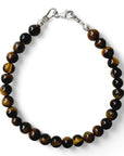 Armband heren zilver Ian met 6mm natuursteenkralen tijgeroog