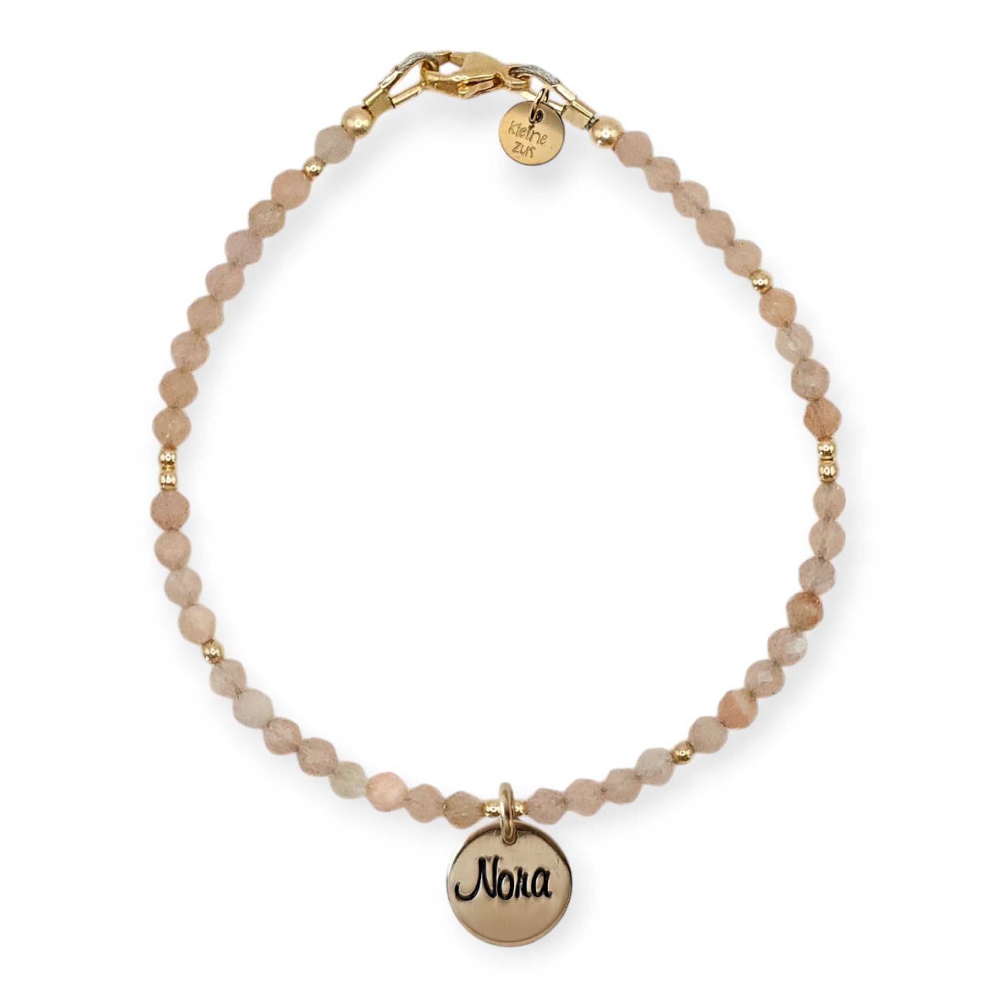 Handgemaakte gouden armband voor dames met naam goud met zonnesteen Annemae