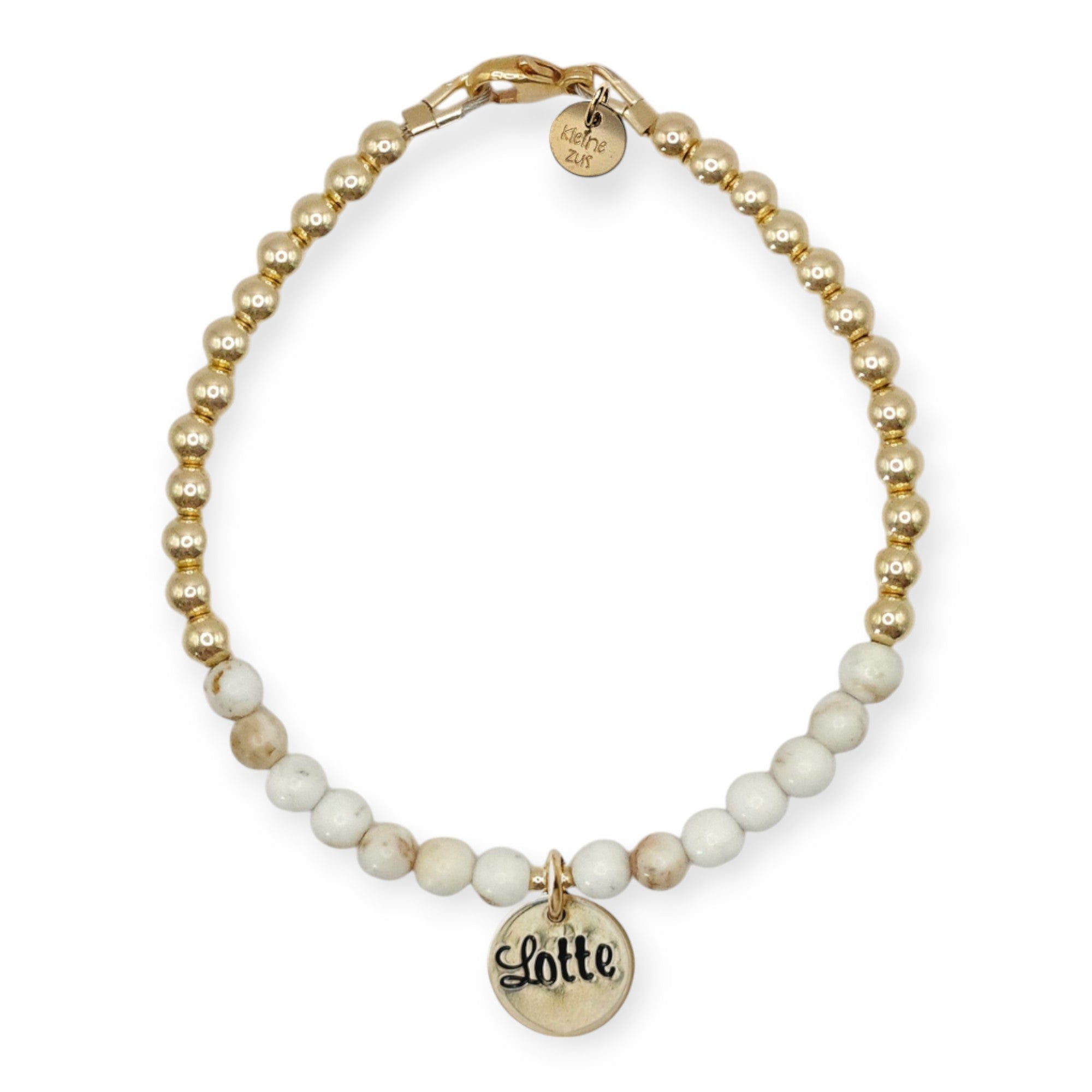 armband met naam dames goud  viv met magnesiet