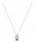 Zilveren dames ketting , aan de ketting hangt een zilveren tag waar een sterrenbeeld op gestempeld kan worden