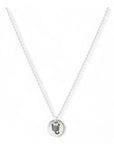 Zilveren dames ketting , aan de ketting hangt een zilveren bedel van 10mm waar een sterrenbeeld op gestempeld kan worden