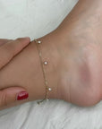 Enkelbandje parelhangers| GOUD - GOLD FILLED WATERPROOF - Kleine Zus