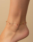 Enkelbandje chain bloedkoraal | GOUD GOLD FILLED - Kleine Zus