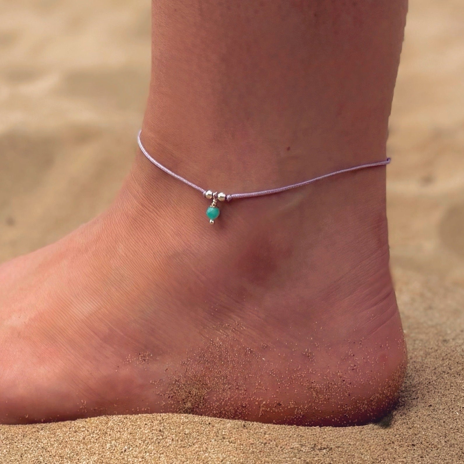 Enkelbandje koord | Met geboortesteen | .925 STERLING ZILVER - Kleine Zus