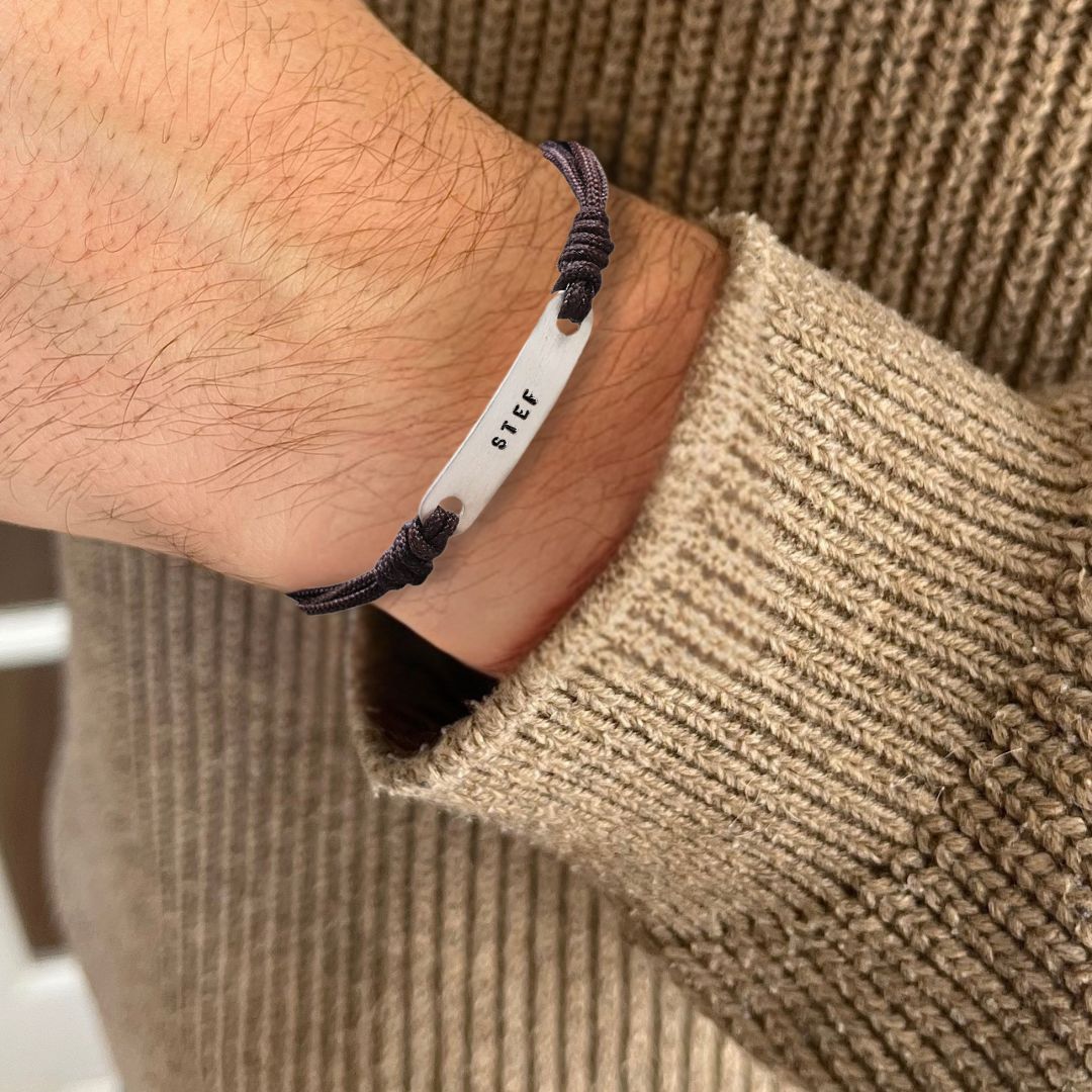 Armband met naam koord | Heren | Sjoerd | .925 STERLING ZILVER - Kleine Zus