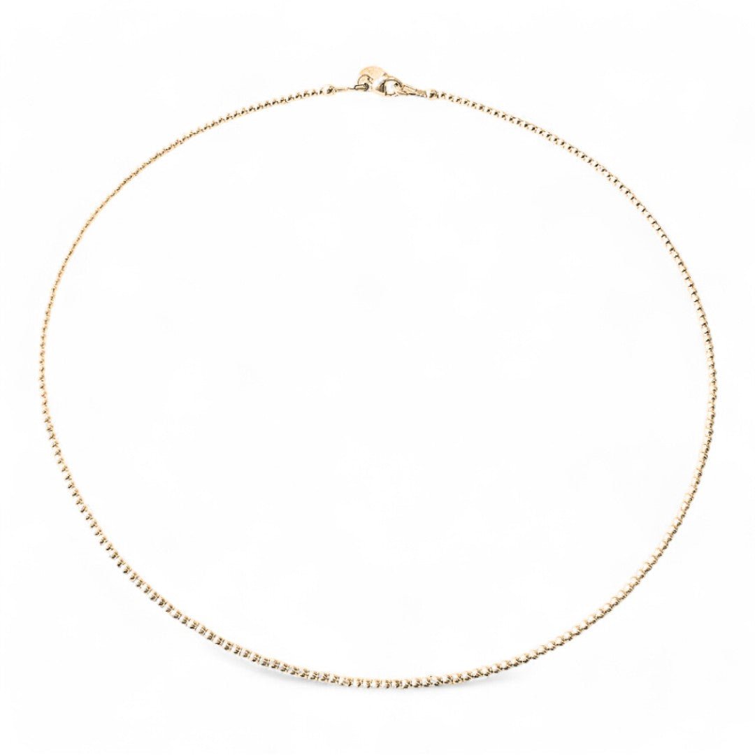 Gouden dames ketting gemaakt van 2mm kralen