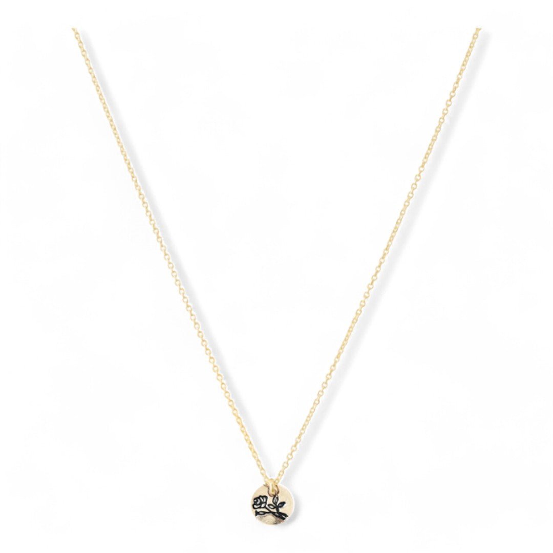 Gouden dames ketting met geboortebloem, aan de ketting hangt een gouden bedel van 6mm
