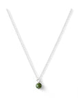 Zilveren dames ketting, aan de ketting hangt een edelsteen hanger , groene jade van 6mm