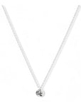 Zilveren dames ketting , aan de ketting hangt een zilveren bedel van 6mm met geboortebloem