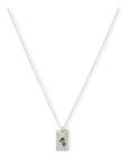 Zilveren dames ketting, aan de ketting hangt een tag met geboortebloem