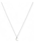 Zilveren dames ketting, aan de ketting hangt een zilveren maantjesbedel