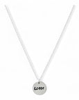 Zilveren dames ketting, aan de ketting hangt een zilveren bedel van 13mm waar een naam op gestempeld kan worden