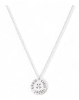 Zilveren dames ketting , aan de ketting hangt een zilveren bedel van 15mm. Op de bedel kunnen namen en symbolen gestempeld worden