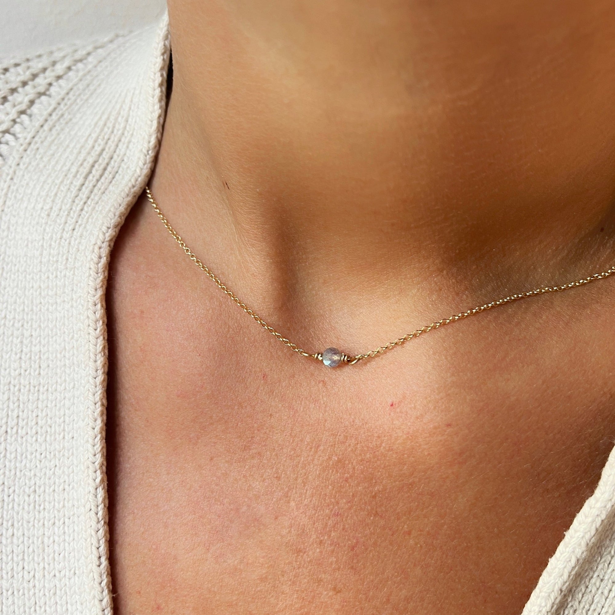 Ketting goud met geboortesteen 4 mm | BAR | GOUD - GOLD FILLED - Kleine Zus