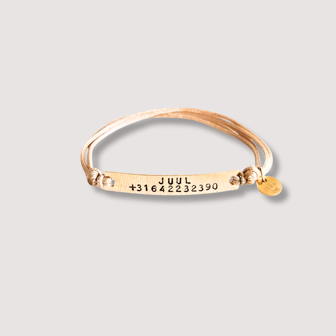 Handgemaakte SOS armband goud waterproof met keuze uit diverse kleuren koord
