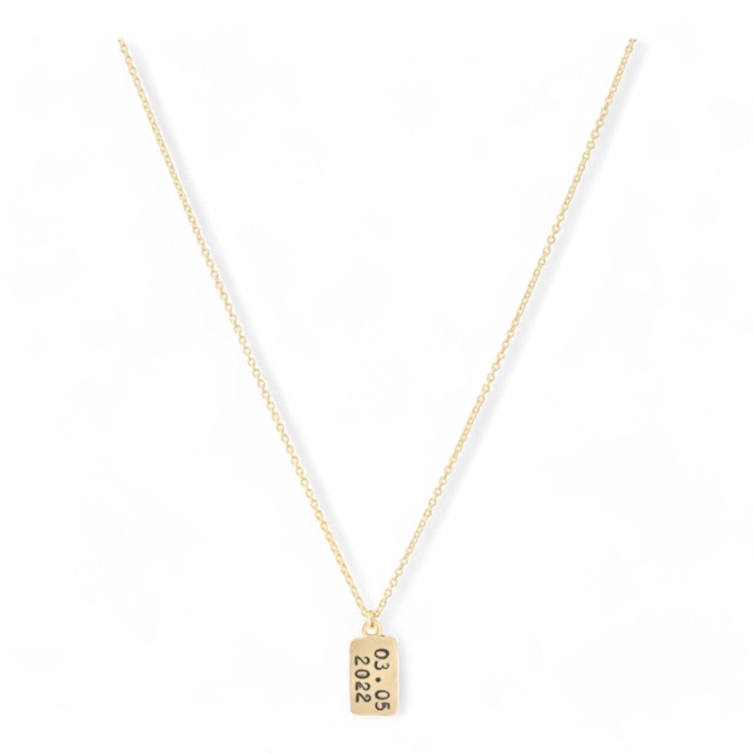 Ketting goud met datum | Tag | GOUD - GOLD FILLED - Kleine Zus